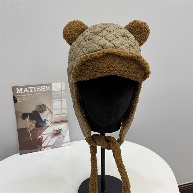 

Милые медвежьи ушки бархатная теплая женская зимняя северная уличная холодная модная студенческая шапка тренд Average size 54- 59CM темно-коричневого