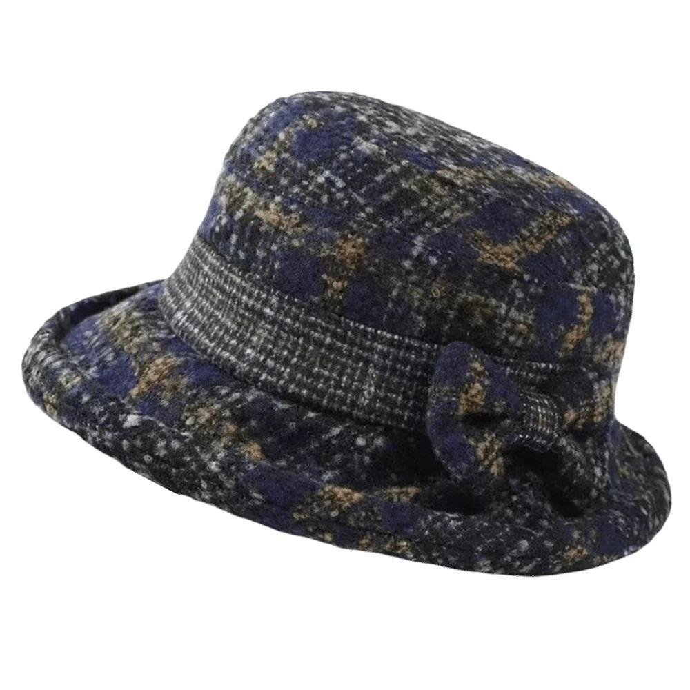 Thickened Bow Top Hat Windproof Cloche Hat Ladies Middle Aged Women Bucket Hat  Autumn