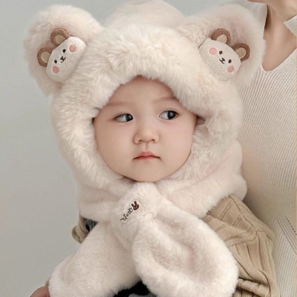 Thermal One-piece Winter Baby Hat Windproof Pullover Hat Soft Kids Hat Hooded Scarf