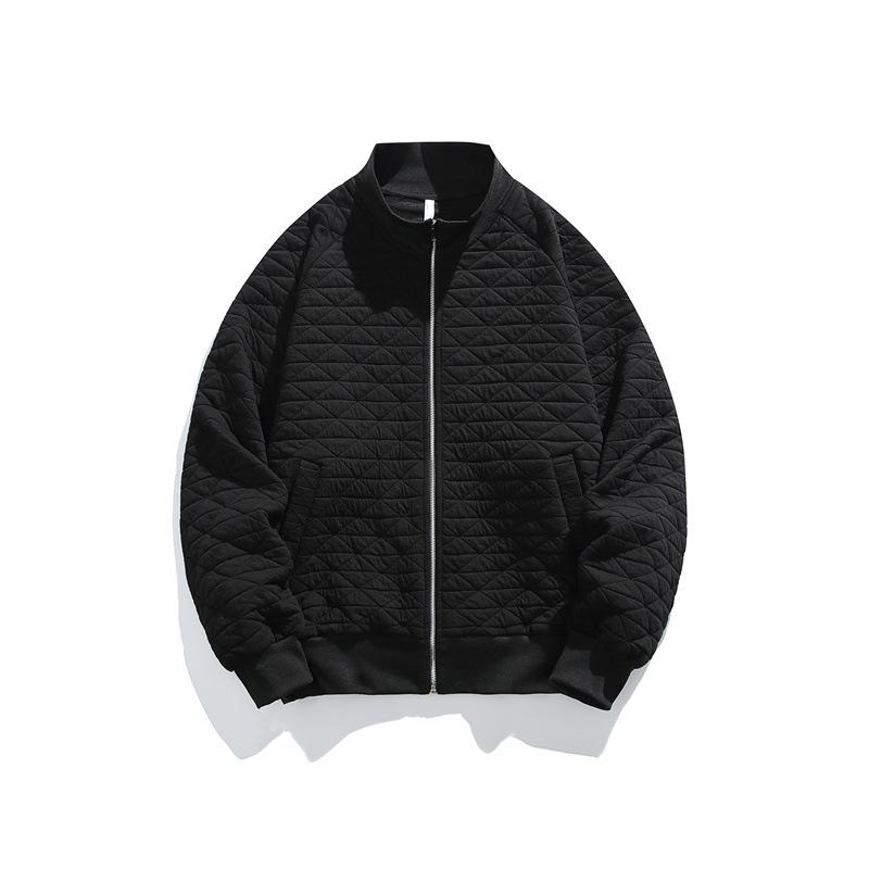 ACU Unisex Diamond Quilted Baseball Jacket – American Style Solid Color Autumn Outerwear