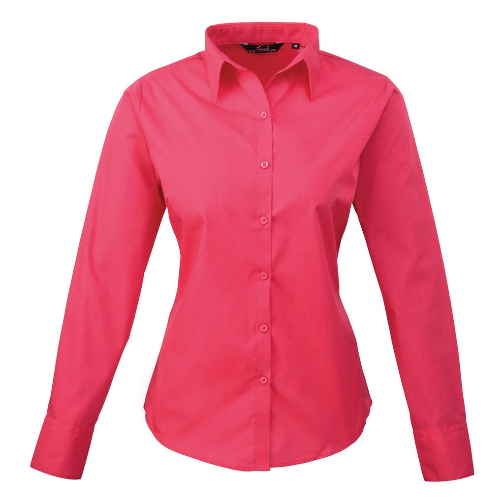 Premier Womens/Ladies Poplin Long-Sleeved Blouse
