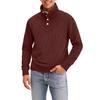 Men's Four-Button Pullover Sweatshirt, Solid Color, High Neck, Long Sleeve