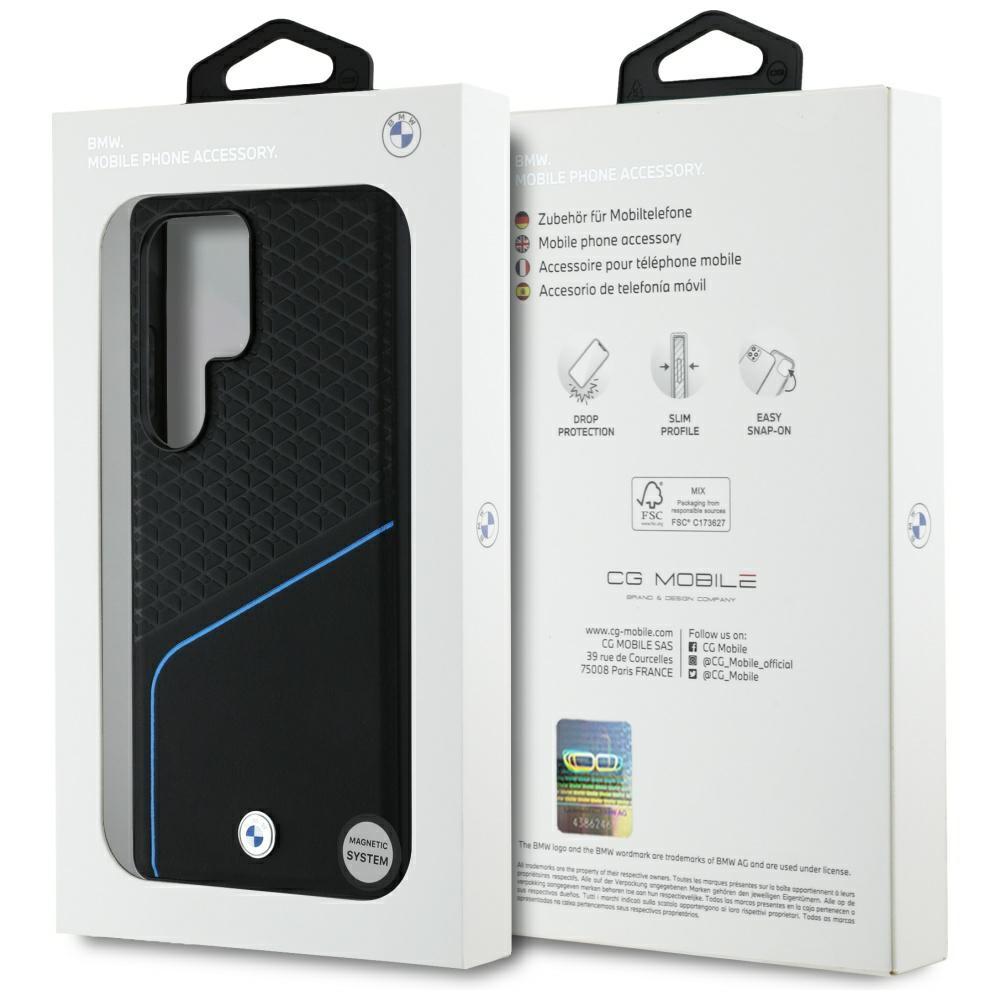 Etui Bmw Leather Textured And Smooth     Magsafe Do Samsung Galaxy S25 Ultra Czarny
