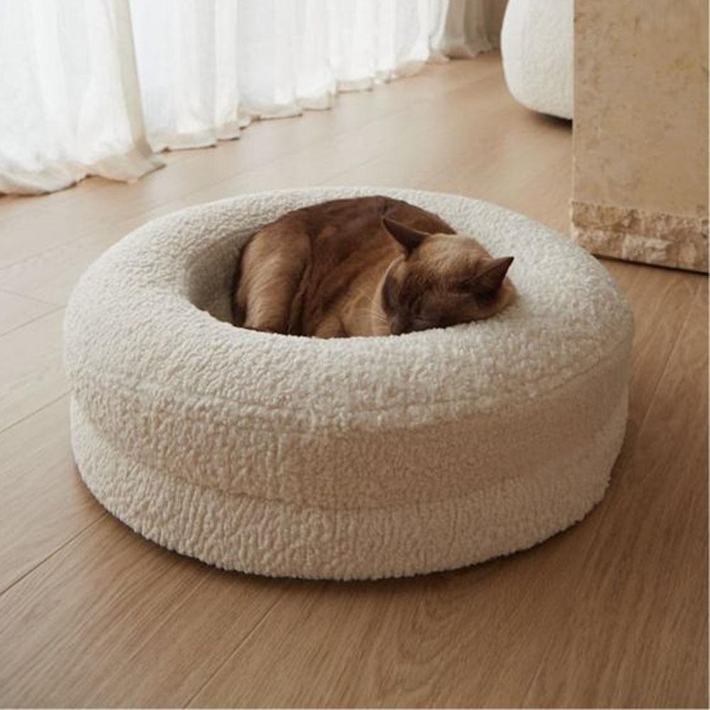 

Round Pet Dog Bed Sofa Mats Comfortable and Breathable Thickened Cat Bed Washable Puppy Beds Moisture Resistant Pet Products 60x22cm белый