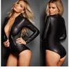 Sex Underwear Black Imitation Patent Leather Locomotive Uniform Bronzing Quality Sub-code One-piece Leather Jacket Sexy Uniform
