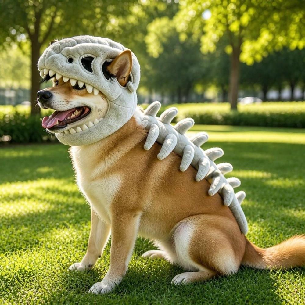 80/110CM Dinosaur Skeleton Pet Costume 3D Dog Cosplay Headwear Pet Supplies