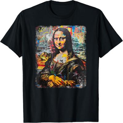 Abstrakte Graffiti-Kunst Leonardo Da Vinci Kunst Mona Lisa T-Shirt