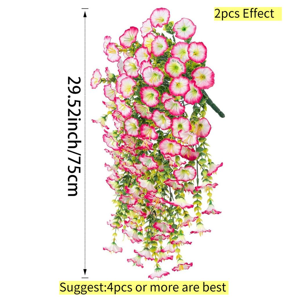 2PC UV-Resistant Artificial Morning Glory & Eucalyptus 75CM Hanging Decor For Home,Garden,Weddings Flower Outdoor Decoration