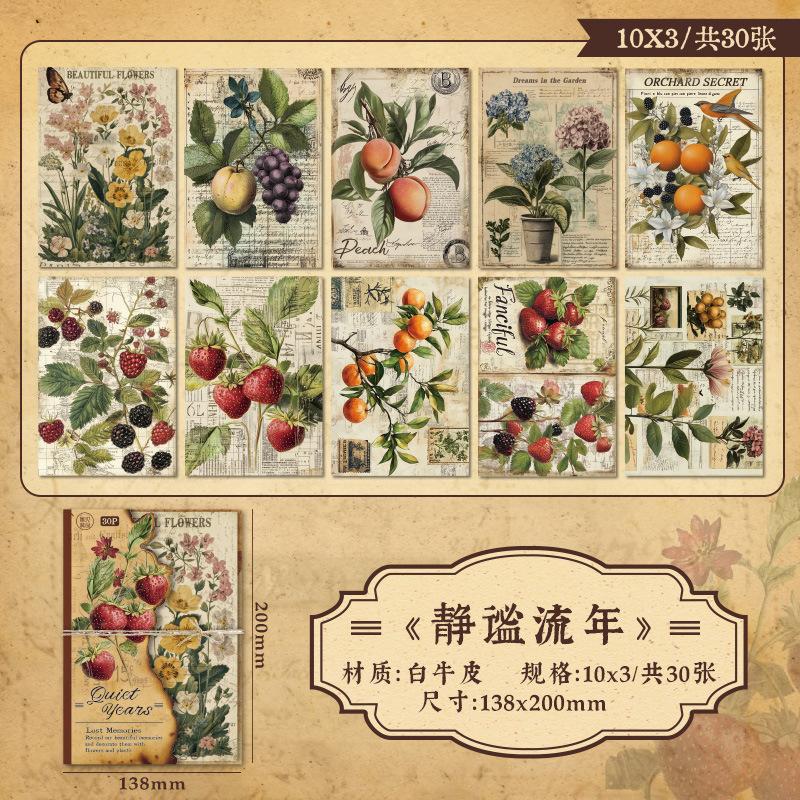 30 Pcs Vintage INS Material Paper Planner Handmade DIY Scrapbooking Diary Album Background Paper Craft Supplies