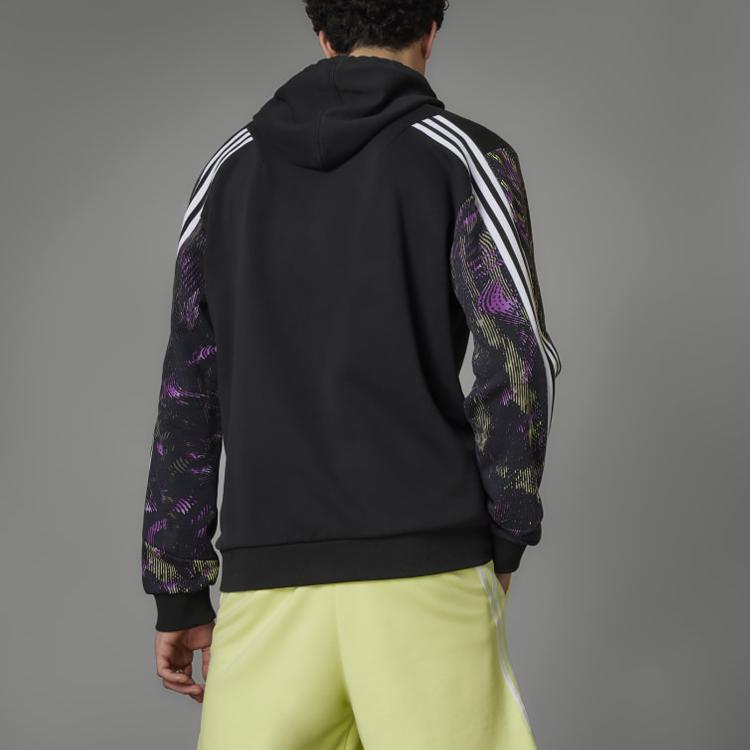 Adidas Logo Hoodie with Contrast Details Men Tops Black HU0255