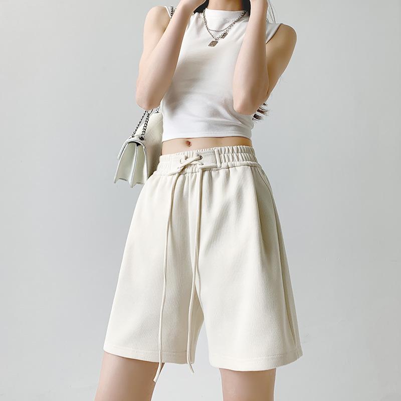 Strap-on Sports Shorts Women's Summer New Casual and Thin Wide-leg Pants Straight-leg Outer Wear Women's Five-point Pants