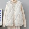 2025 Autumn/Winter Women's Round Neck Lightweight Quilted Cotton Sleeveless Vest