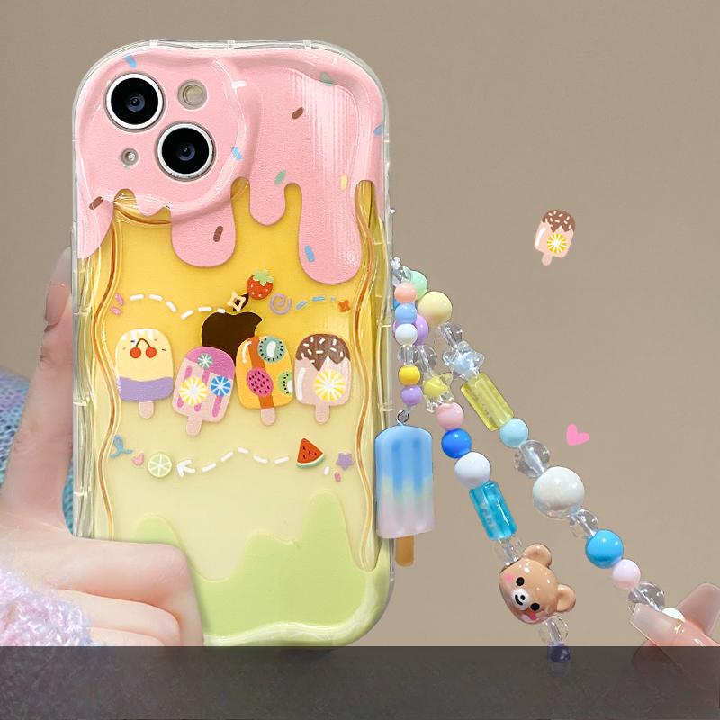 Gjelder Apple 14promax Mobiltelefondeksel IPhone 13/15 Kreativ Iskrem Tredimensjonal Dukke Kjede 12 Gjennomsiktig X