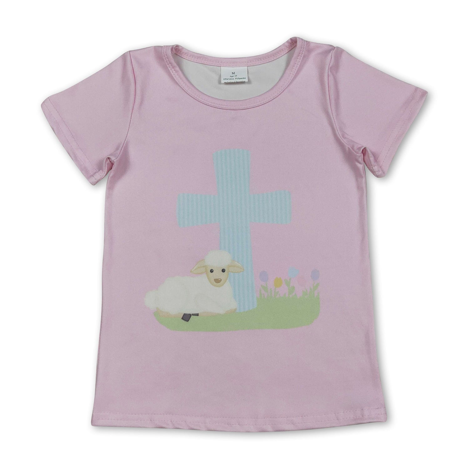 Summer Fashion Printed Sibling Girls  Pink Short Sleeve Easter T-Shirt Top 100