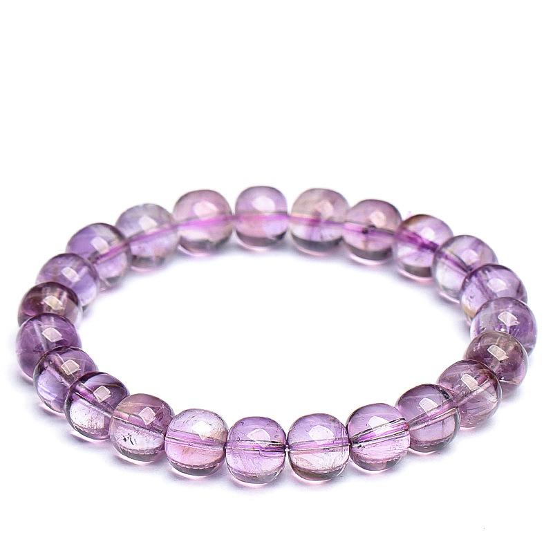 Hongchu Crystal Natural Bolivian Amethyst Old-Shaped Bead Bracelet Icy Mirror Light Amethyst Bracelet