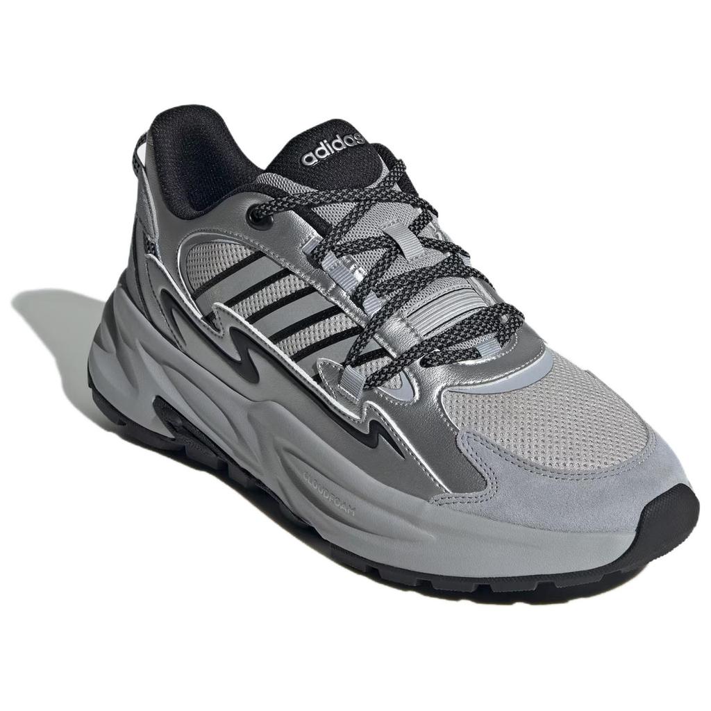 Adidas Ozwave Slip-Resistant Low-Top Chunky Sneakers Unisex Silver Gray Sneakers JQ5981