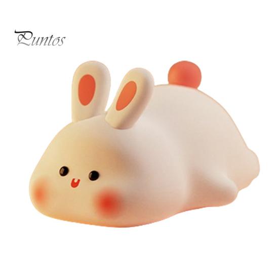 Night Light Silicone Big Face Rabbit Tap USB Rechargeable with Dimmable Timer Soft Eye-Protective LED Night Light
