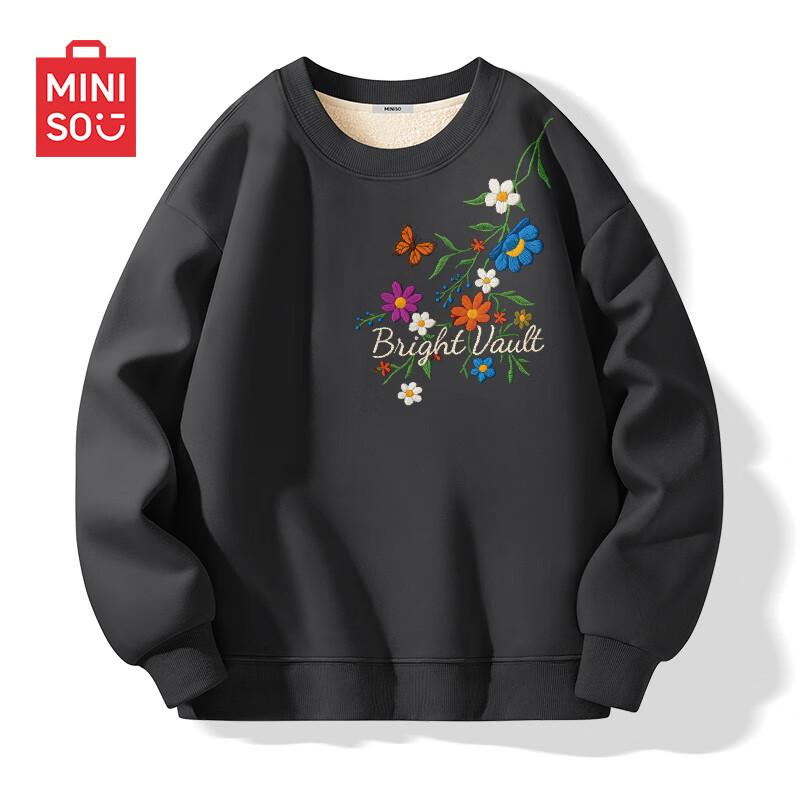 

MINISO Men s American Style Heavyweight Fleece Lined Crewneck Sweatshirt 2XL