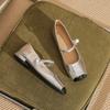 2309 Flat Shoes Women's Thick Heel New Square Head Color Matching Word with Mary Jane Shoes French Splicing Light Mouth Single Shoes