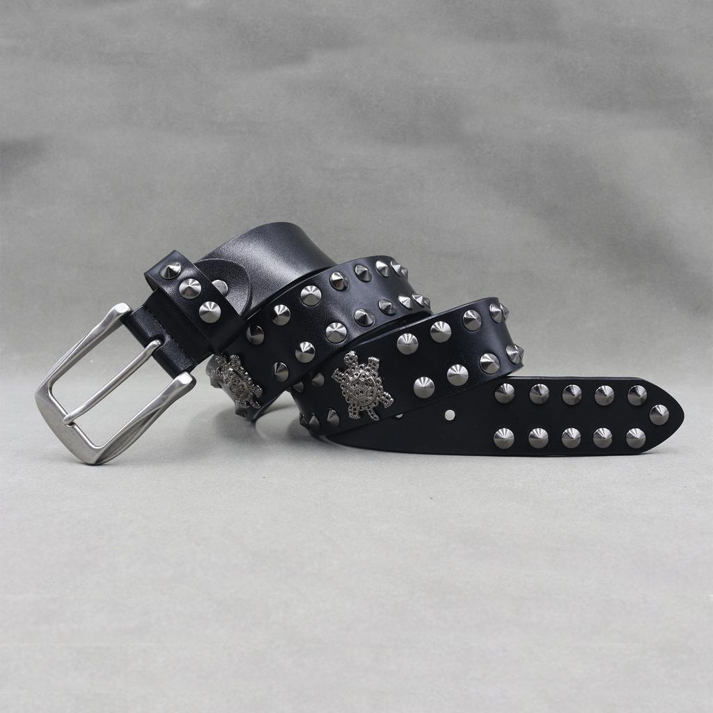 Schildkrötennieten Herren und Damen Neutraler Western-Rindsledergürtel Persönlichkeitsgürtel