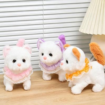 Juguete Eléctrico de Gato de Peluche Interactivo Caminante Moviendo la Cola Asintiendo Maullando Juguete para Gatitos Hecho a Mano Educativo para Niños Pequeños Juguete de Animal de Peluche de Simulación