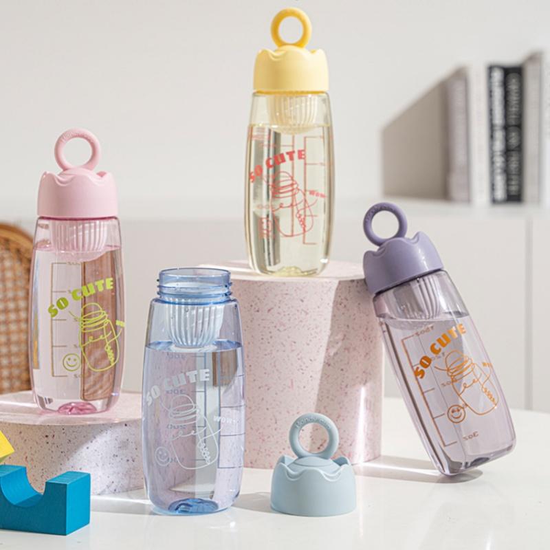 490/590ML Outdoor Water Bottle with Straw Sports Bottles Leak Proof Eco-friendly Children School With Lid Hiking Camping Bottle