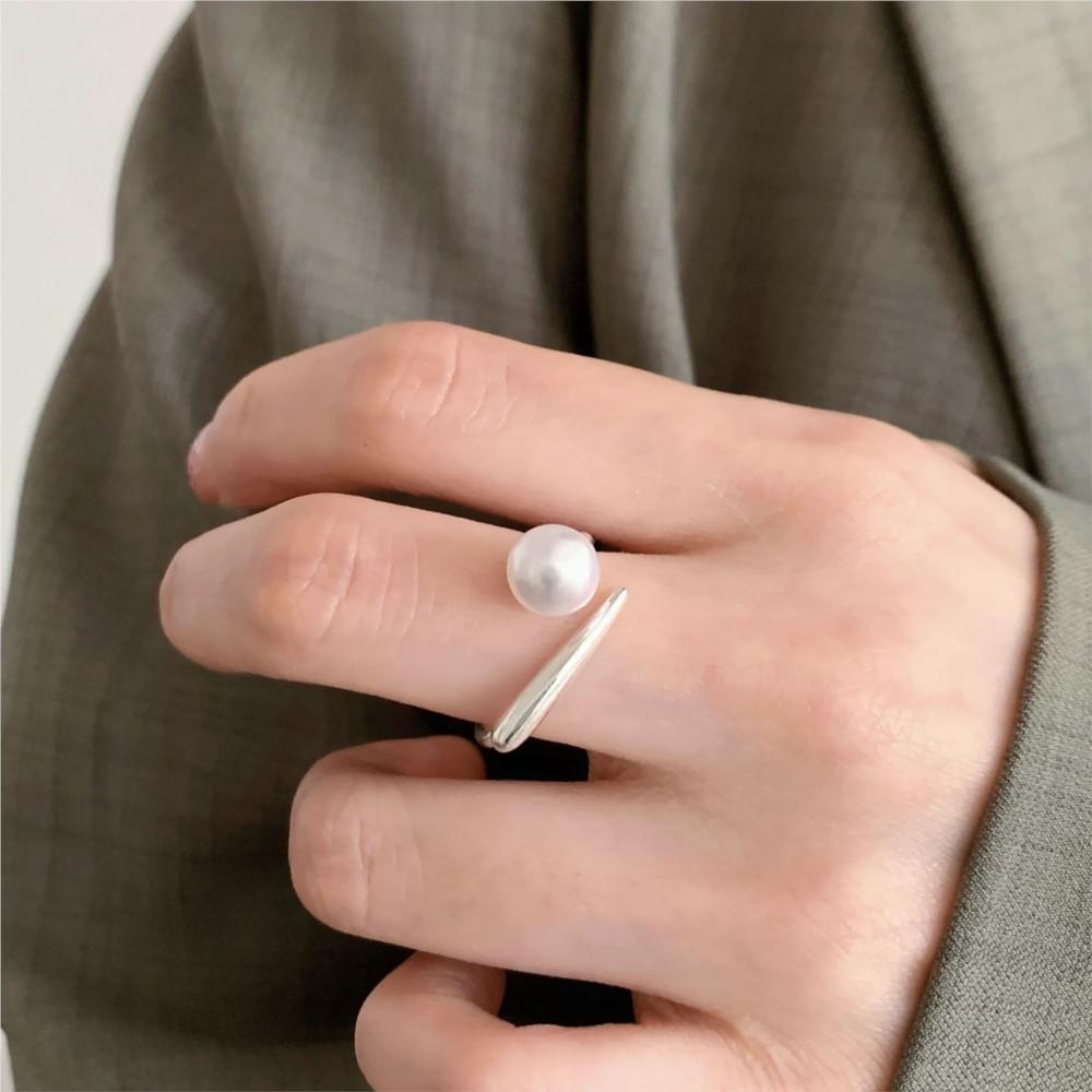 Panjbj Copper Shell Pearl Ring For Women Irregular Sweet Romantic Office Jewelry Birthday Gift Dropship