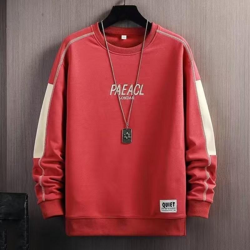 

Men s Spring/Fall Crew Neck Stylish Sweatshirt Youth Loose-Fit Casual Base Layer Top 3XL червоний