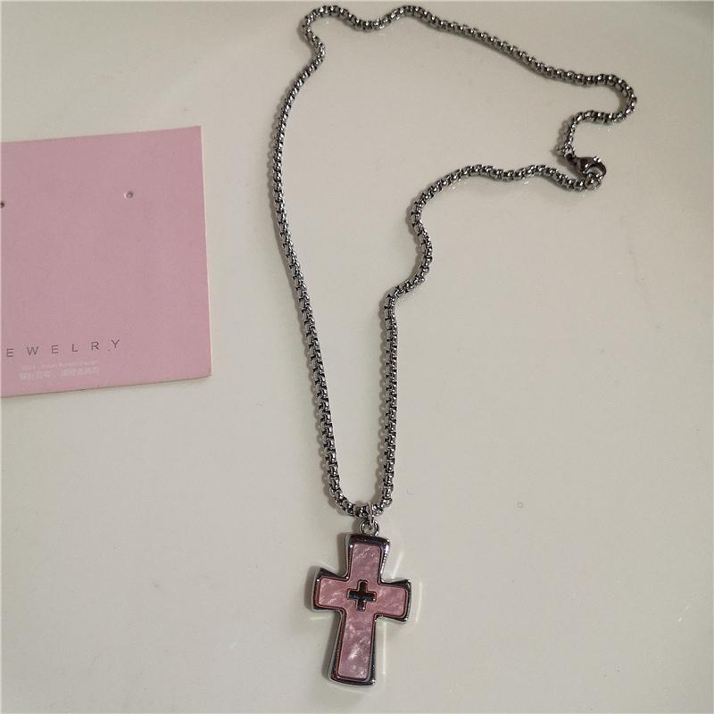 Collier Ras-du-cou Pendentif Croix Rose Cœur Gothique Pour Femmes Egirl Hip Hop Chaîne Corde Punk Y2K Breloques Bijoux Esthétiques Accessoires