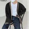 INCERUN Cardigan oversize da uomo in stile preppy lavorato a maglia a maniche lunghe