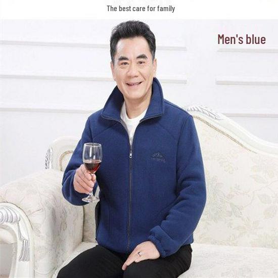 Męska Kurtka Polarowa Plus Size - Wiosna/Jesień Kardigan Outdoor, Luźny Krój Casual, Ciepły Płaszcz dla Osób w Średnim Wieku i Starszych.