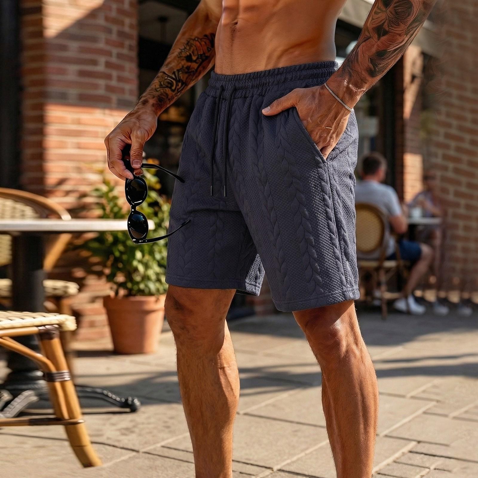 

Men s Short-pant Knitted Fabric Drawstring Pockets Five-inch Midriff Pants XXXL Темно-синій