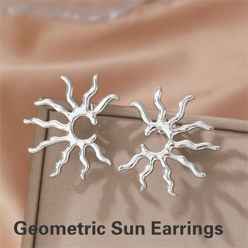 Cercei boemi geometrici cu raze de soare, stiluri vintage aurii, cercei cu picătură, pentru femei la modă, bijuterii de zi cu zi
