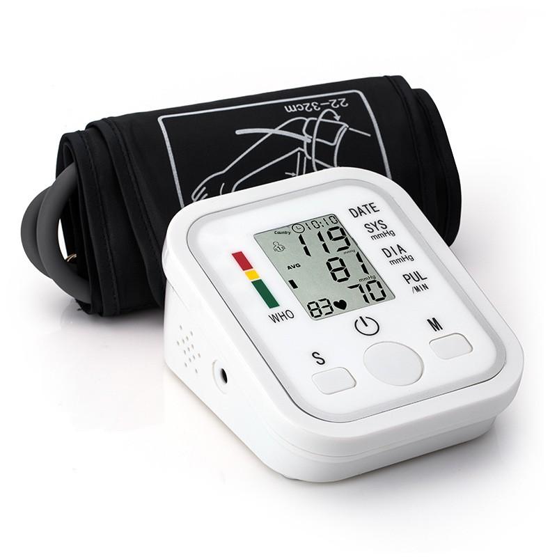 Cross-Border Upper-Arm Home Blood Pressure Monitor LCD Display Plug-in Smart Electronic Sphygmomanometer English Voice Model B02
