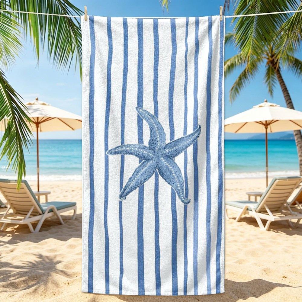 Red White Vertical Stripe Ciao Bella Letter Printed Beach Towel Quick Dry Sand Resistant Absorbent Towel For Pool Swimming