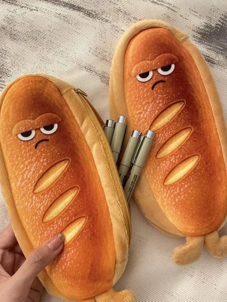 Cute Toast Bread Pencil Case Cartoon Stationery Box Bread Shaped Pencil Box