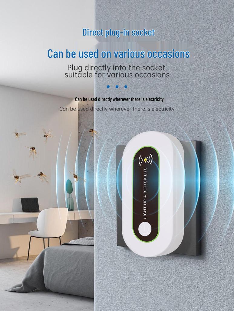2024 Ultrasonic Silent Pest Repeller with Night Light - Energy Saving Rat, Cockroach, Insect, and Mosquito Control for Home