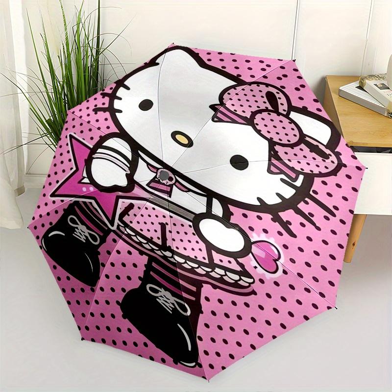 

Hello Kitty,Punk Style Automatic Folding Umbrella-Simple 8-Rib Design, Bright Cartoon Pattern, Durable Iron Frame, Suitable For Travel, Outd