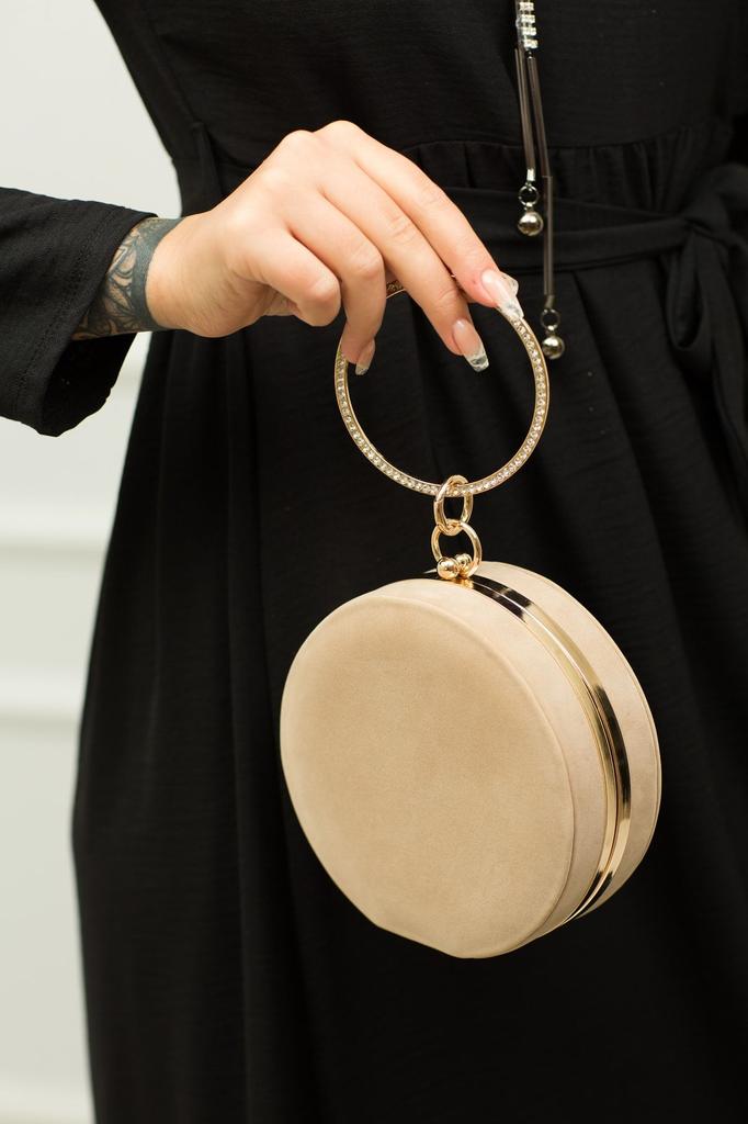 Women's Stylish and Useful Evening Dress Bag Bracelet Red Suede Evening Bag