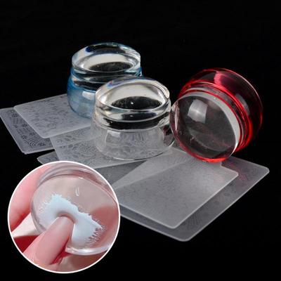 1 Set Silikon Transparent Nail Art Stamping Kit für Maniküre Platte Stempel Polnische Schablone Vorlage Siegel Stamper Schaber Nagel Werkzeuge MYY