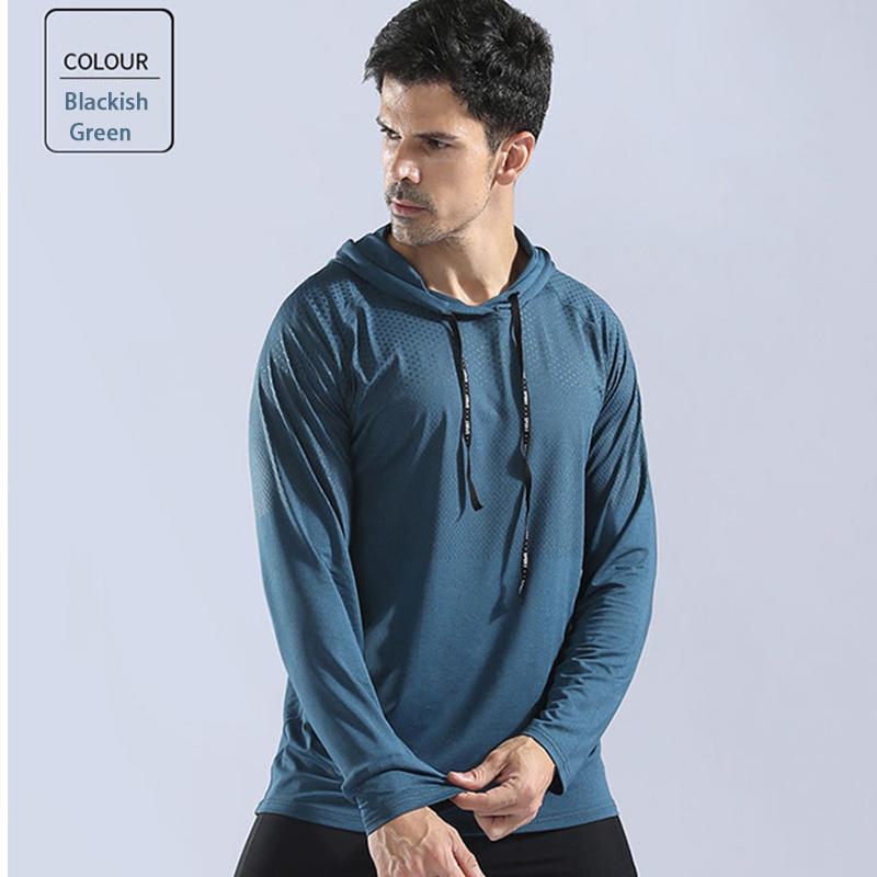 Mens Sports Hooded Pullover Casual Long Sleeve Shirts Autumn Winter Fitness Sweatshirt Quick-drying Breathable Running Training Tops