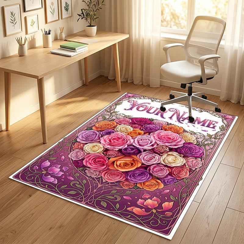 Riverbank Theme Soft Crystal Velvet Rug Custom Name & Text Print Non Slip Floor Rug for Bedroom Living Room