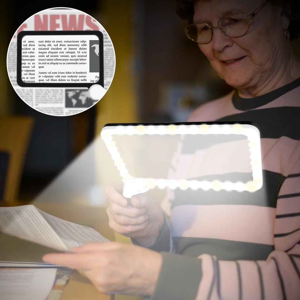 LED-Lichtlupe 3/5X Vergrößerungsglas Senioren Handheld Leselupe 48 Einstellbar Zum Lesen Wissenschaft Natur Erkundung
