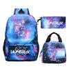 Primary and secondary school students schoolbag three-piece set, animation cartoon personalized printing backpack, casual pencil bag, meal bag
