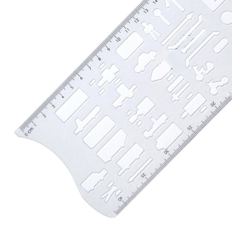 Profesionální šablona symbolu nehody Rýsovací pravítko Geometrická šablona Geometrické kreslicí šablony Průhledné měřicí pravítko