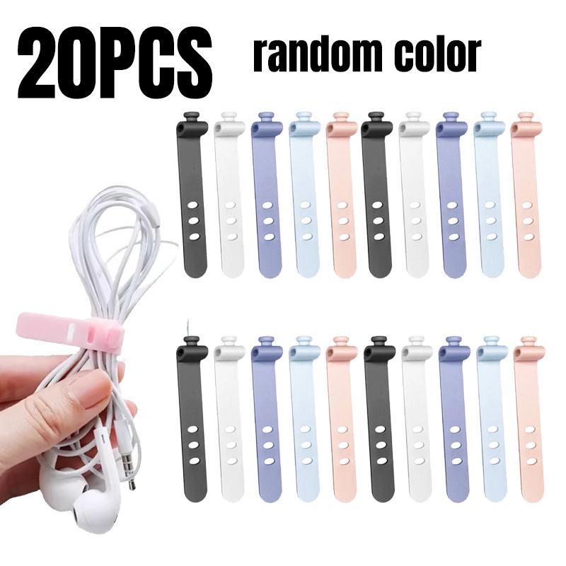 1-11pc Cable Organizer Ties Silicone Wire Management Bobbin Winders Flexible Tie Desktop USB Data Cord Earphone Wire Line Wrap