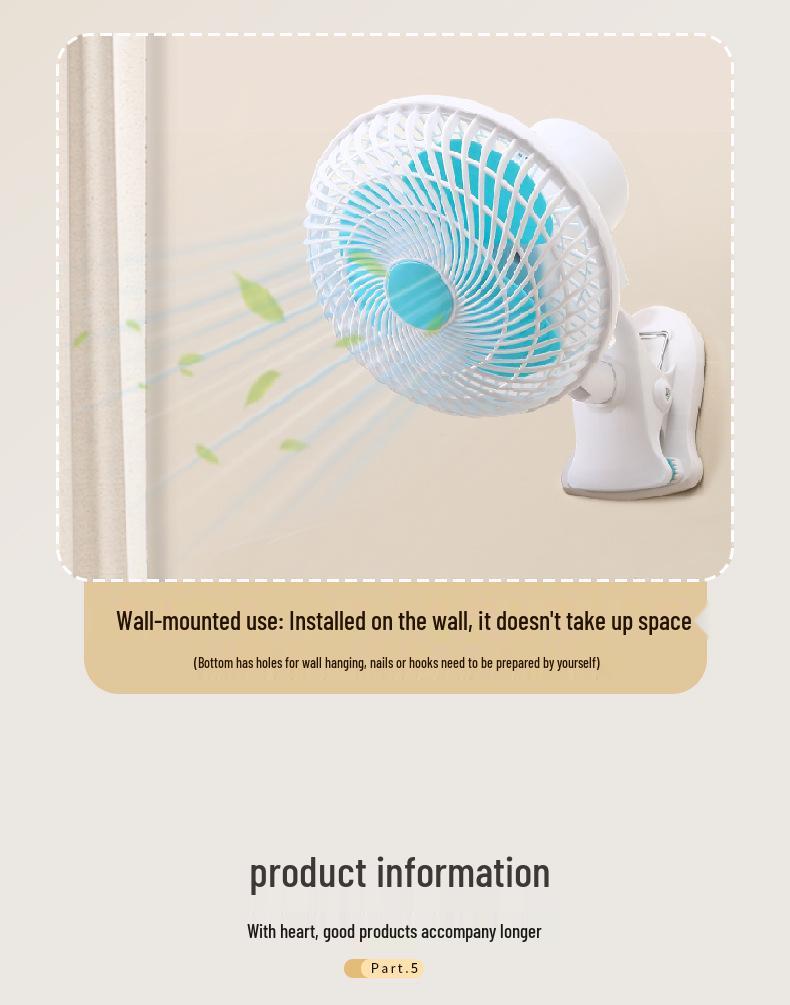 Silent Mini Desktop & Wall-Mount Clip Fan for Dorms