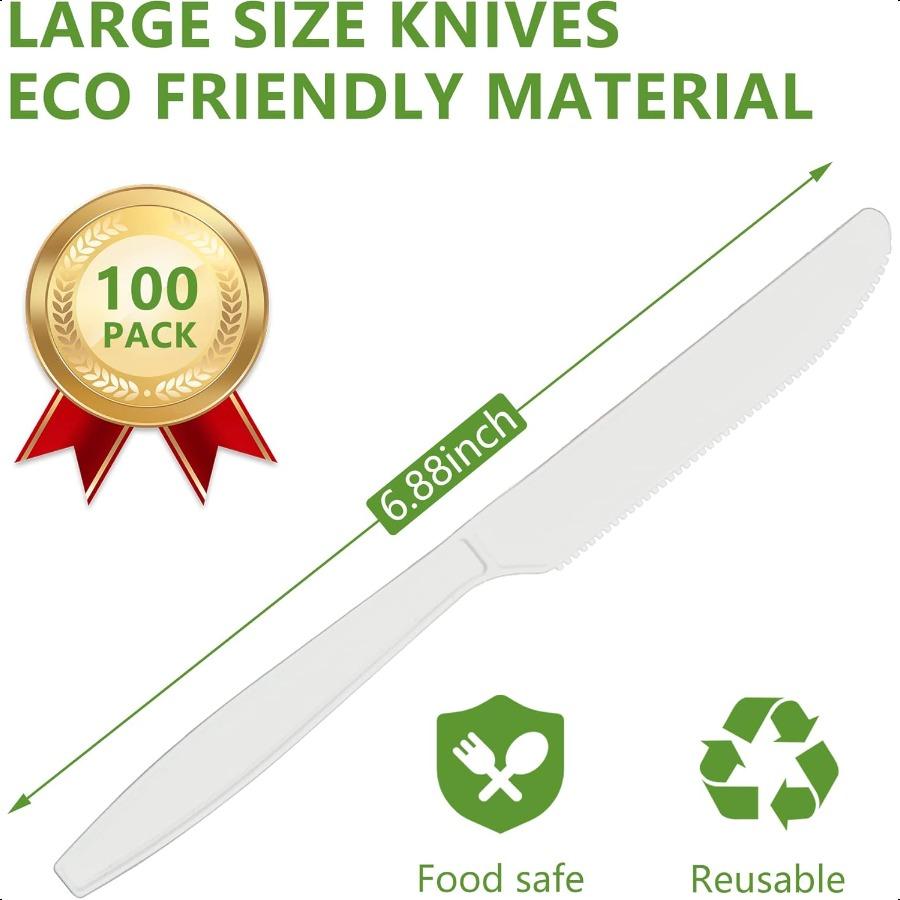 

Compostable Knife100 Biodegradable Silverware for Party Large Disposable Utensils Eco Friendly Durable and Heat Resistant Alter United States
