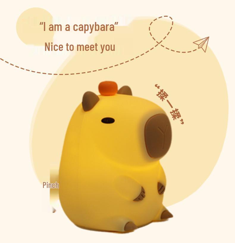 Capybara Silicone Night Light - Tap-Activated Cute Bedside Desk Lamp