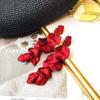For Women Female Petals Flower Red Rose Drop Metal Jewelry Stud Earring Dangle Earrings Accessories